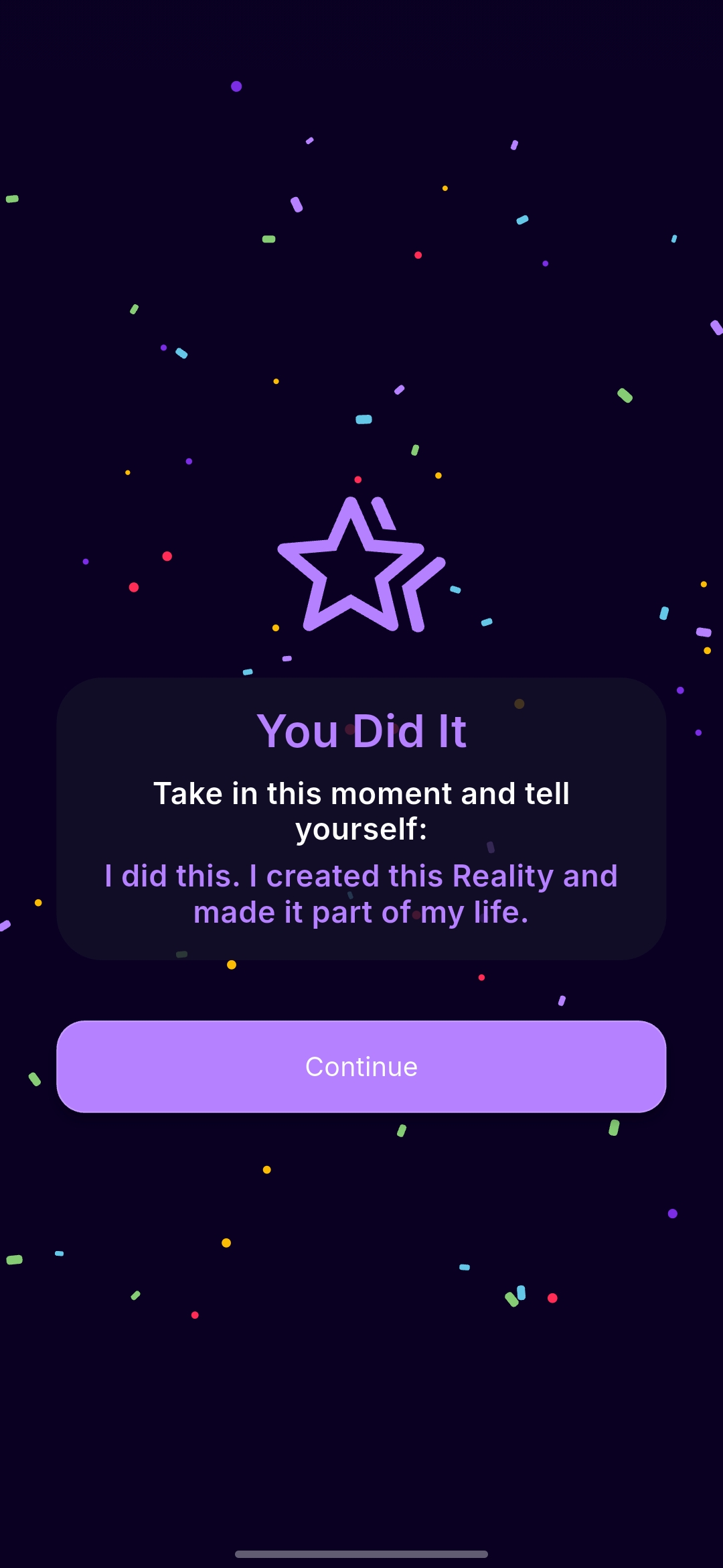 Bwake celebration after marking a Reality as Manifested