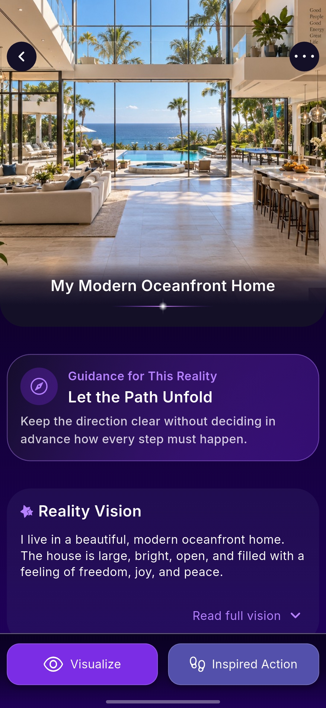 Active Bwake Reality showing guidance and core actions